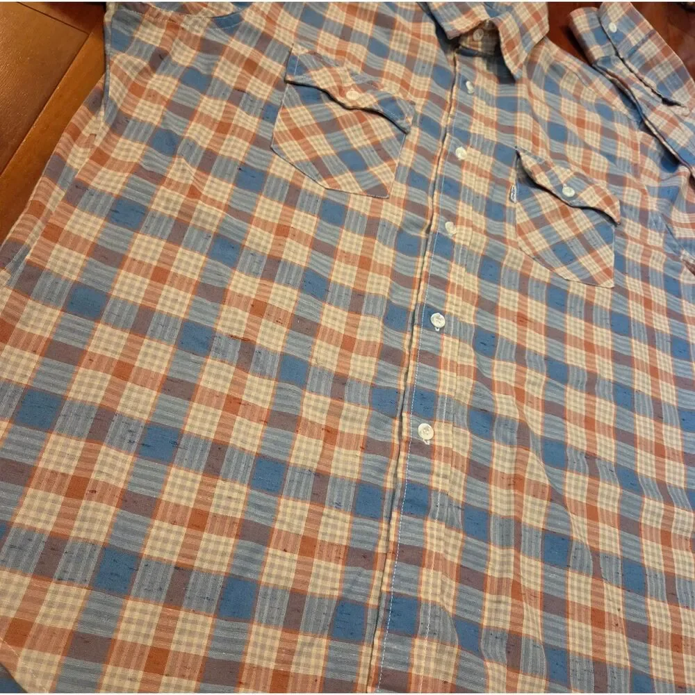 Vtg Levi's Men's XL Blue Plaid Button Up Long Sleeve Shirt Western